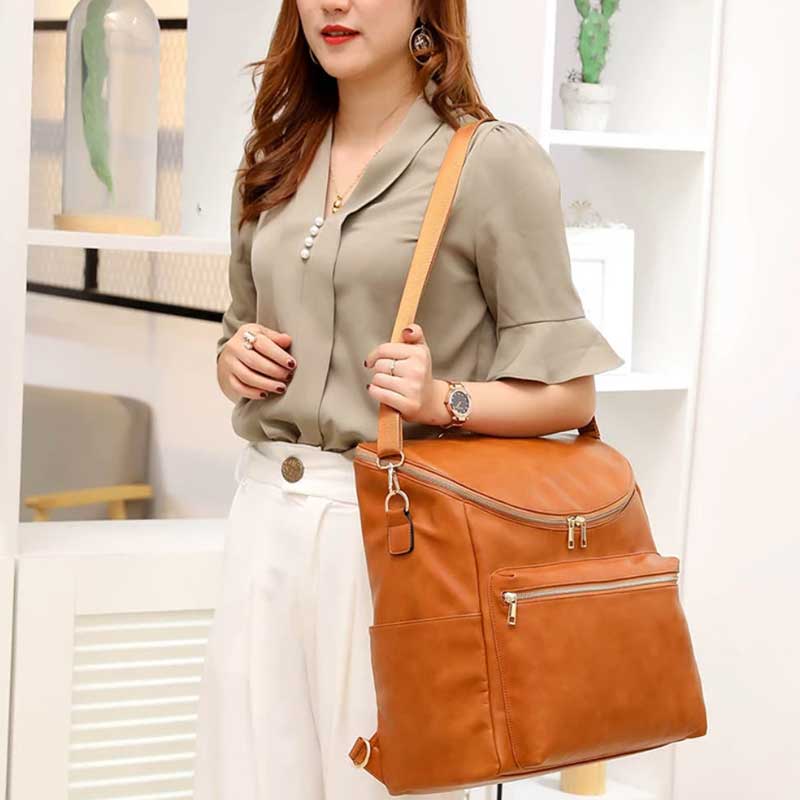 sac a langer a dos en cuir pour femme